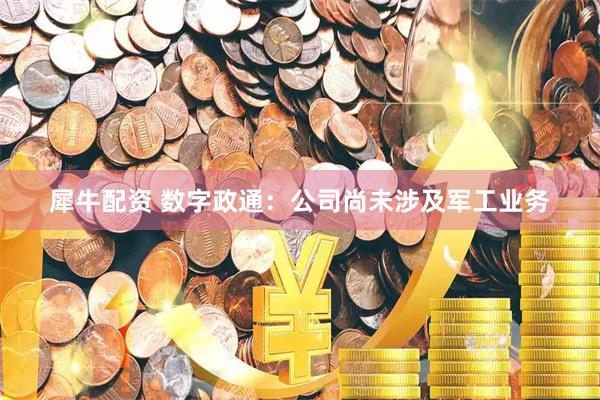 犀牛配资 数字政通：公司尚未涉及军工业务