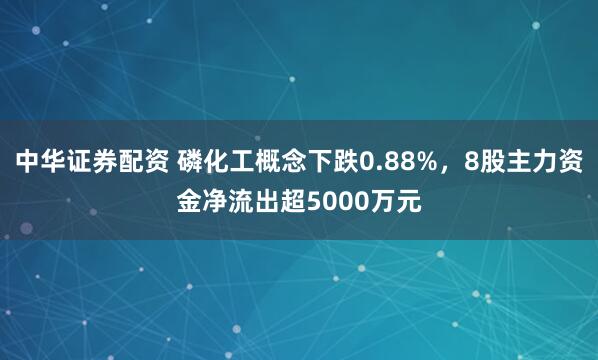 中华证券配资 磷化工概念下跌0.88%，8股主力资金净流出超5000万元
